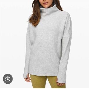 Lululemon Along The Way Mock Neck Long Sleeve Top Size 6 Gray Ribbed Minimalist